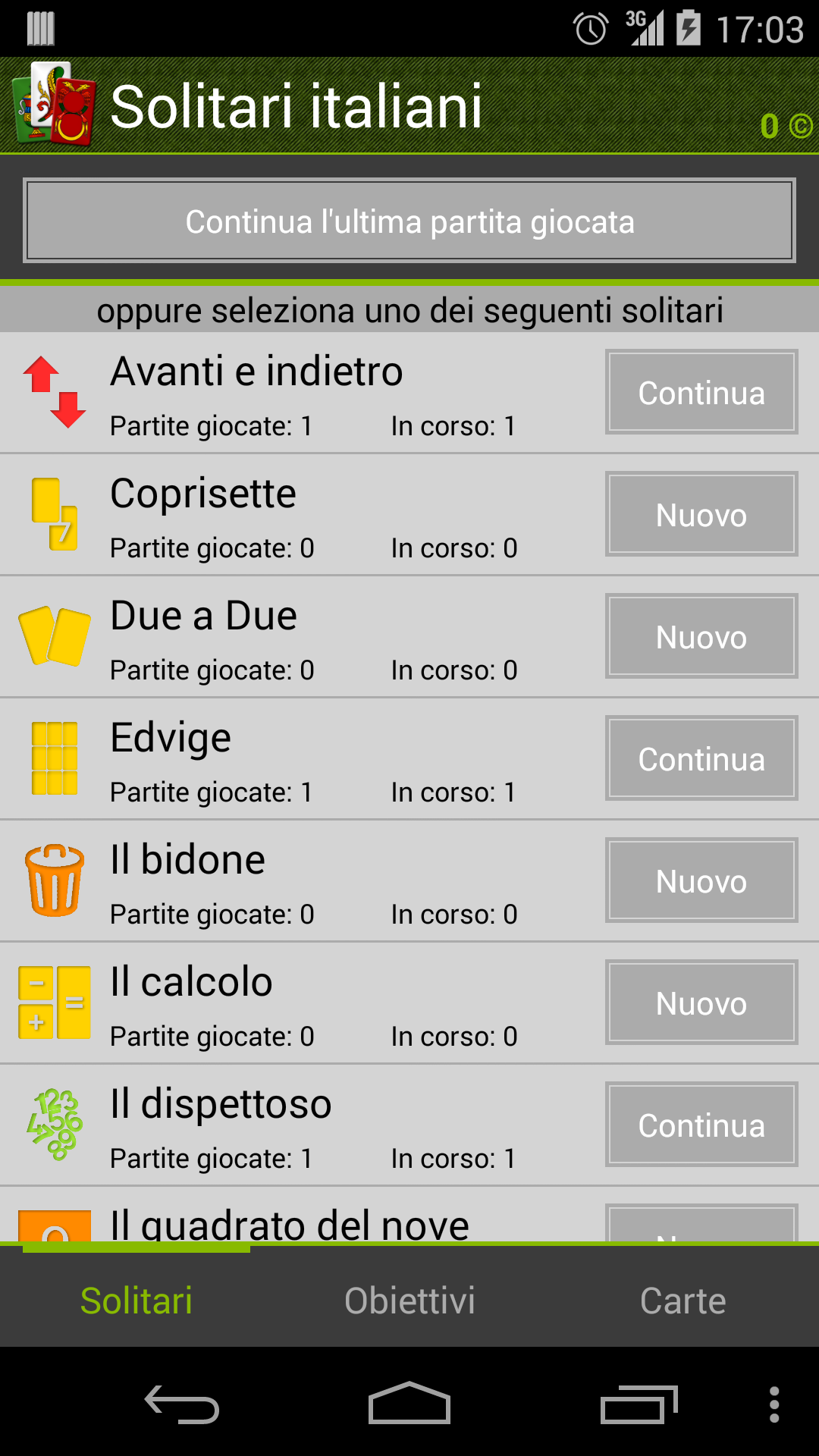 Android application Italian Solitaire Pro screenshort