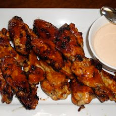 Asian Lacquered Wings with a Honey Sriracha Yogurt Dipping Sauce