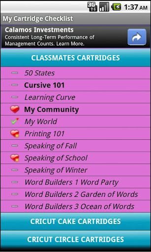 My Cartridge Checklist