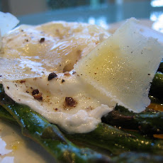Roasted Asparagus w/ Alder Wood Smoked Salt, Poached Egg & Pecorino