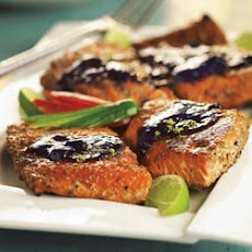 Chipotle Crusted Salmon with Triple Berry Sauce