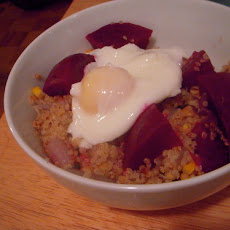 Quinoa Salad With Vegetables & Poached Egg