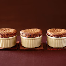 Dark Chocolate Souffles with Cardamom Crème Anglaise