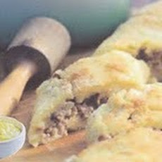 Potato and Beef Roll with Roasted Tomatillo and Apple Aioli.