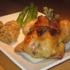 Spatchcocks With a Herb Butter and Sage and Bacon Sauce