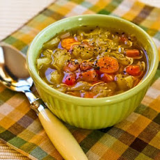Crockpot (or Stovetop) Recipe for Ham and Cabbage Soup with Red Bell Pepper