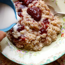 Strawberry Jam Coconut Rice Pudding