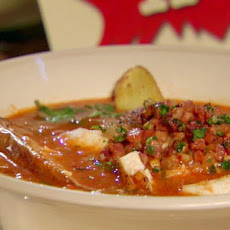Manhattan Fish Chowder with Roasted Fingerling Potatoes and Bacon Relish