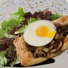Flaky Mushroom and Gruyere Tarts with Mixed Greens and Poached Eggs