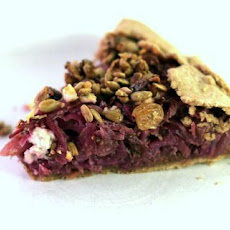 Balsamic Red Cabbage Galette with Caramelized Onions and Feta