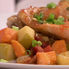 Garnet Yam, Bacon, and Apple Hash