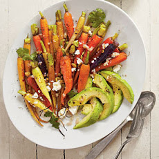 Roasted Carrots with Avocado and Feta Vinaigrette