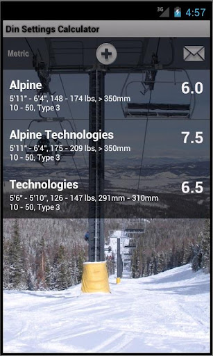 Ski Din Settings Calculator