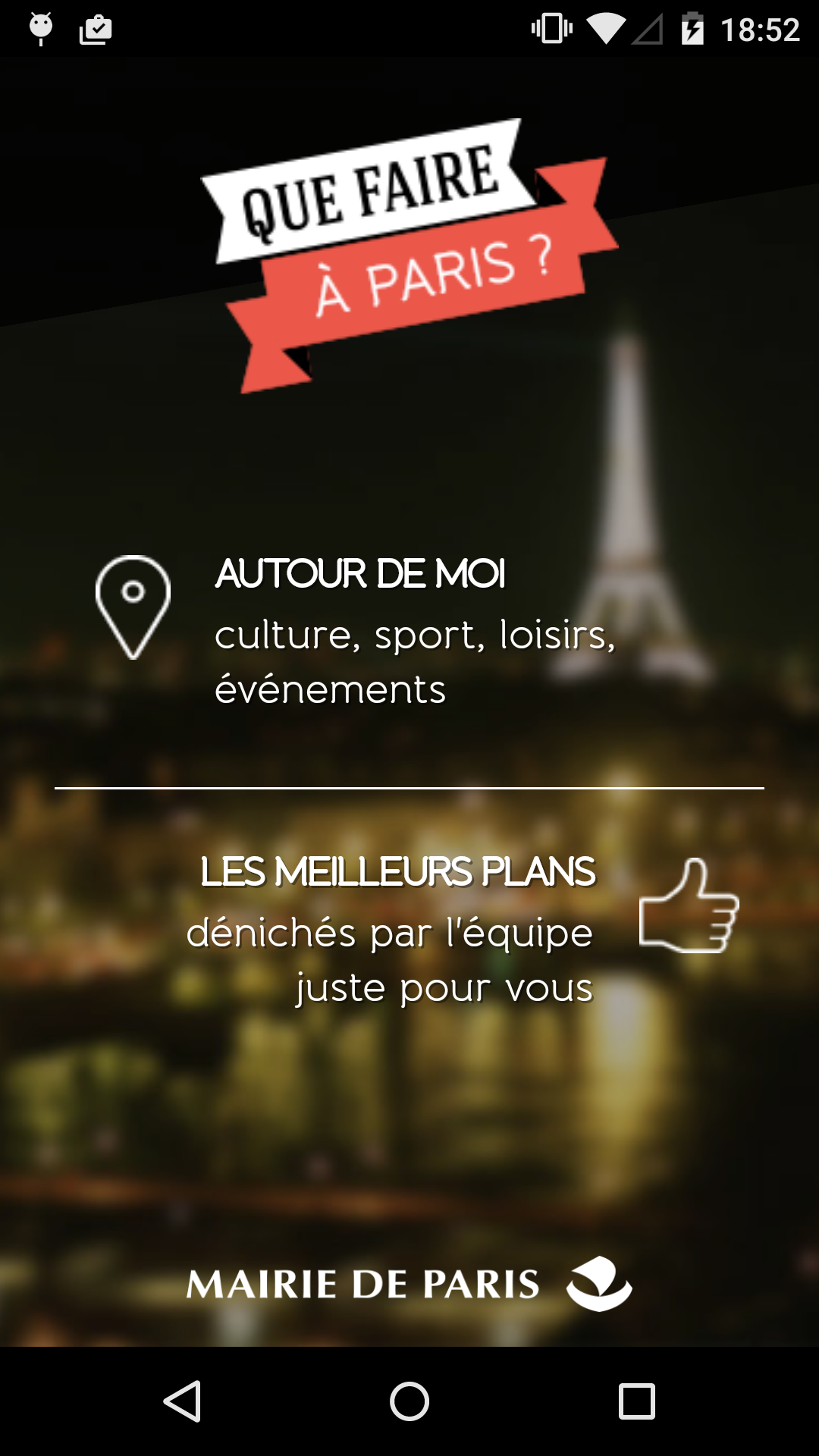 Android application Que Faire à Paris ? screenshort