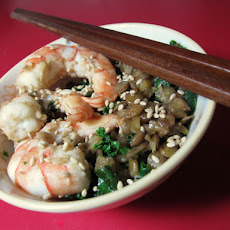 Wasabi Miso Lentils with Shrimp and Greens