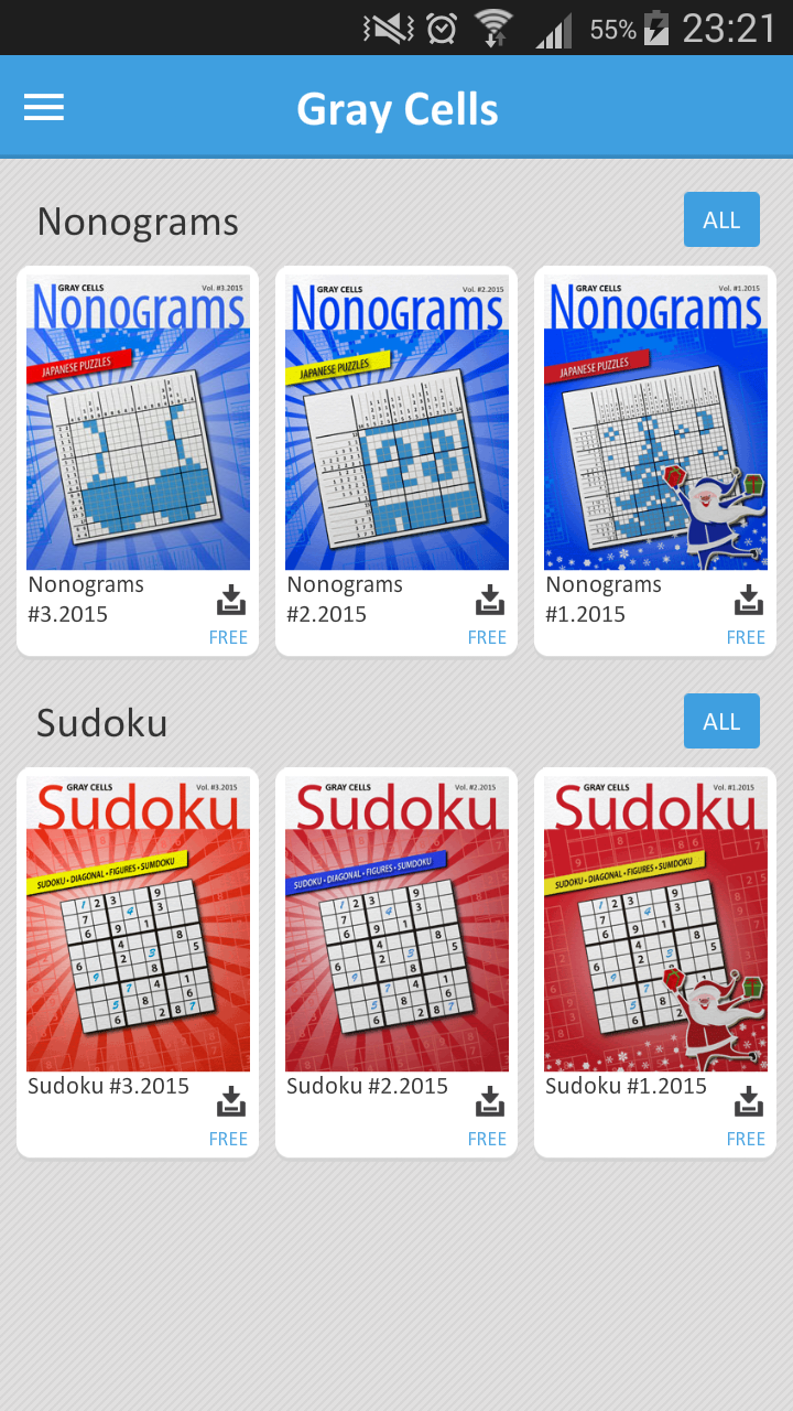 Android application Crosswords, Sudoku, Nonograms screenshort