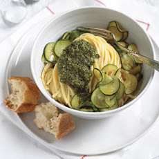 Basil Pesto Pasta with Zucchini and Mint