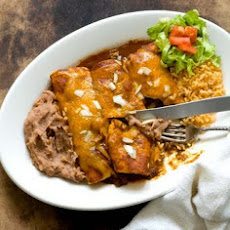 Beef enchiladas with chipotle-pasilla chili gravy
