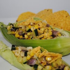 Corn Boats With Zucchini and Pepper Jack Cheese