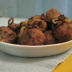 Middle Eastern-ish Meatballs with Caramelized Onions