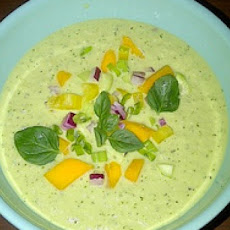 Chilled Cucumber and Yogurt Soup with Mango and Fresh Herbs