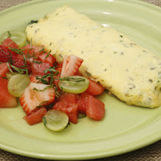 Spinach and Cheese Omelet with Farm Fruit Salad in Champagne Vinaigrette