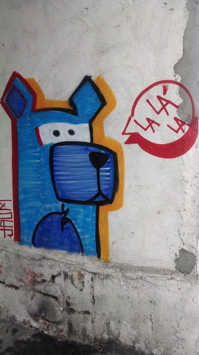 Arte De Rua Cachorro Azul