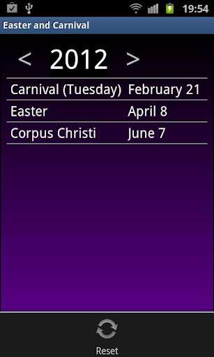 Easter and Carnival Calendar