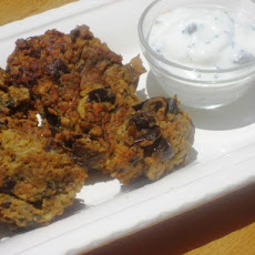 Spicy Eggplant Fritters With Yogurt Dip
