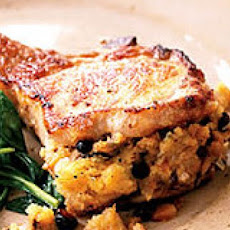 Pork Chops with Fruitcake Stuffing