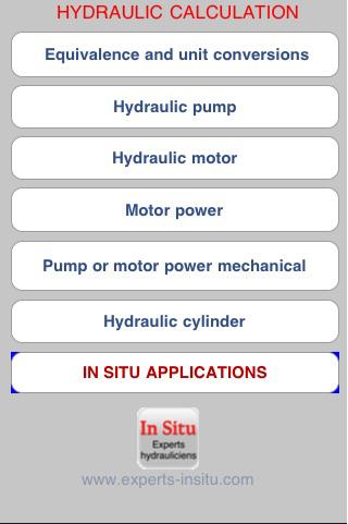 Android application HYDRAULIC CALCULATION screenshort