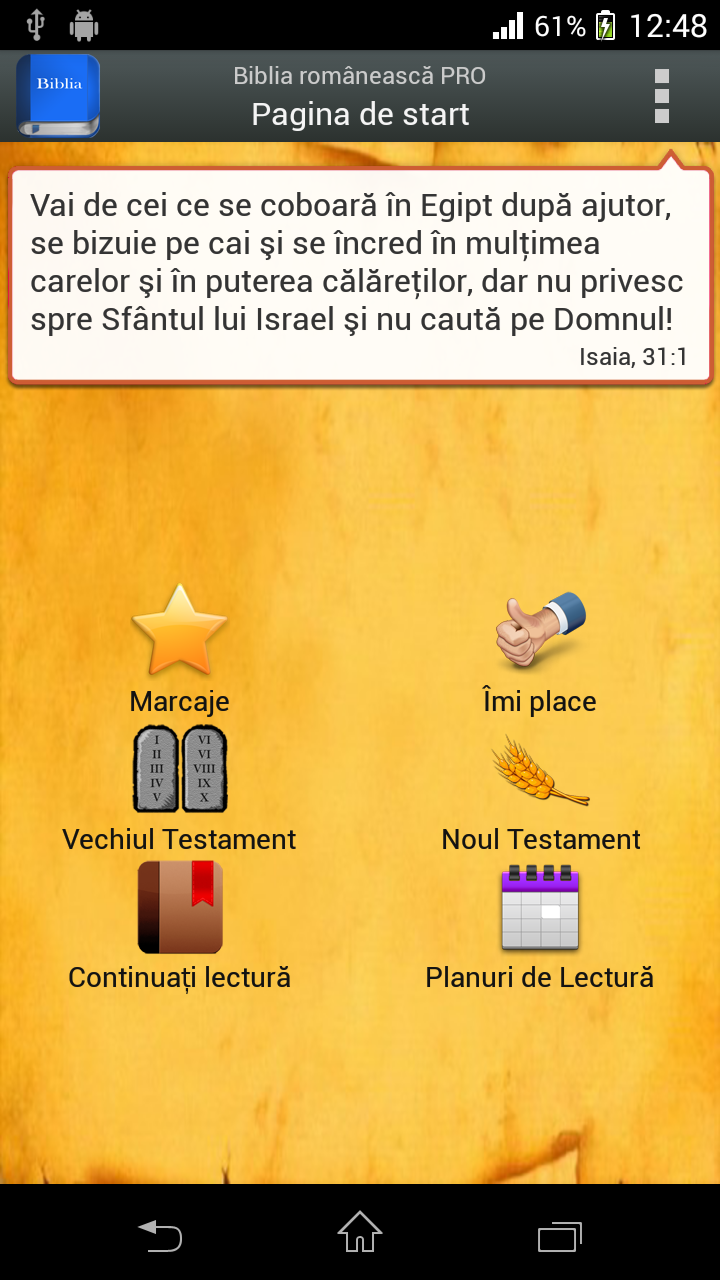 Android application Biblia românească PRO screenshort