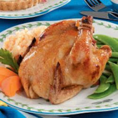 Apricot-Glazed Cornish Hens