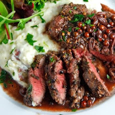 Peppercorn Steaks with Bourbon Sauce