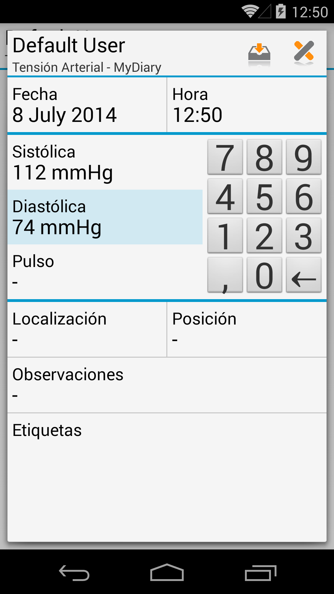 Android application Blood Pressure Log - MyDiary screenshort