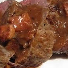 Beef Tenderloin with Roasted Shallots, Bacon and Port