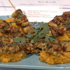 Mahogany Broiled Chicken with Smoky Lime Sweet Potatoes and Cilantro Chimichurri