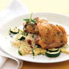Roasted Chicken Thighs with Zucchini and Couscous