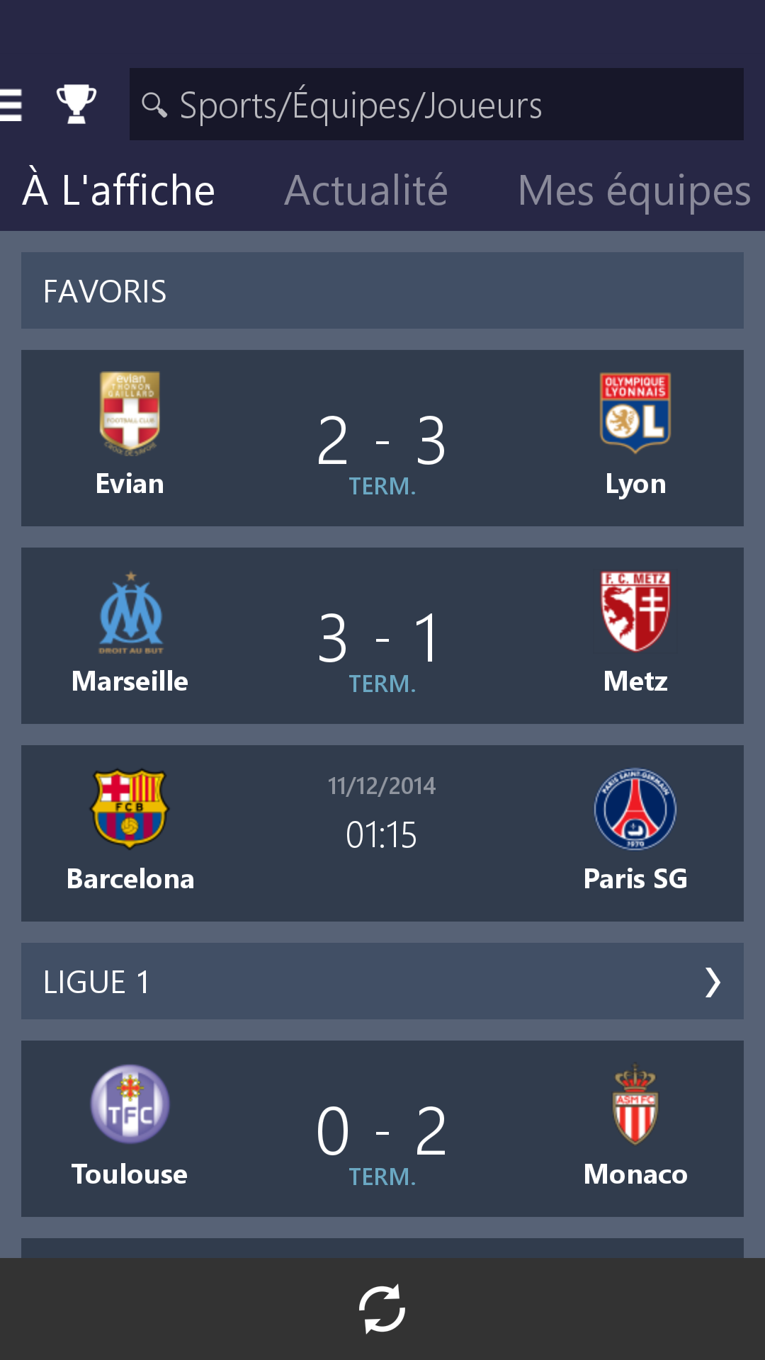 Android application MSN Sports - Scores &amp; Schedule screenshort