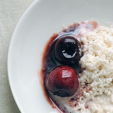 Almond Ice with Glazed Cherries