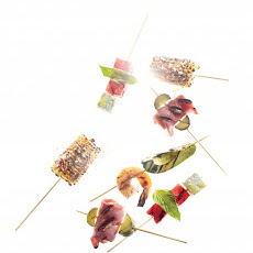 Corn and Cotija Cheese Skewers