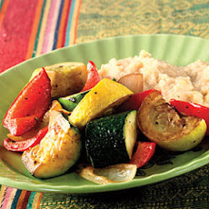 Cheesy Soft Polenta With Roasted Vegetables