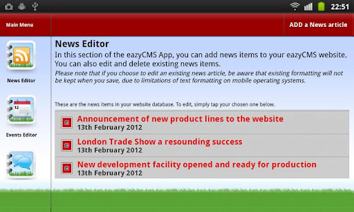 eazyCMS Mobile Website Editor