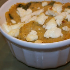 Basil Corn Cream & Goat Cheese Bake