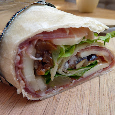 Speck and Provolone Wrap with Fig, Grape and Pear Relish