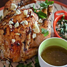 Thyme-Roasted Chicken With Blue Cheese, Hazelnuts And Creamed Kale