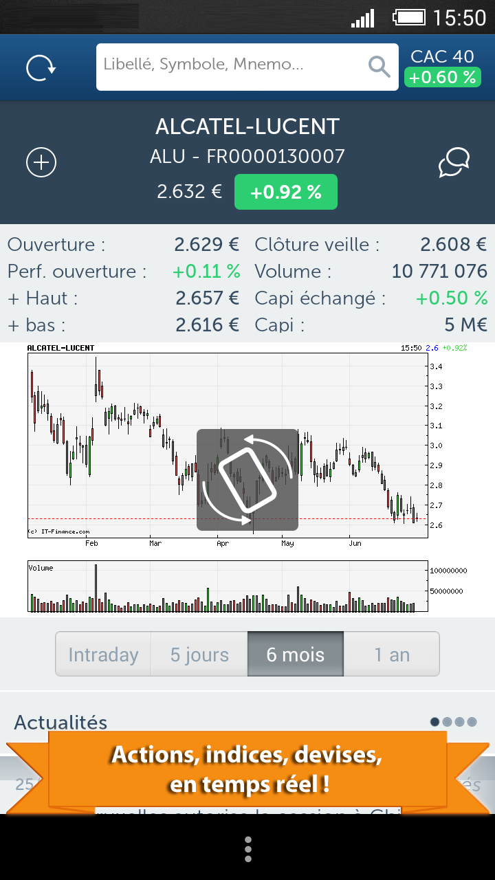Android application TradingSat Bourse screenshort