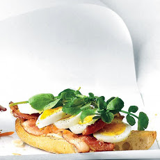 Open-Faced Egg, Bacon, and Watercress Sandwich