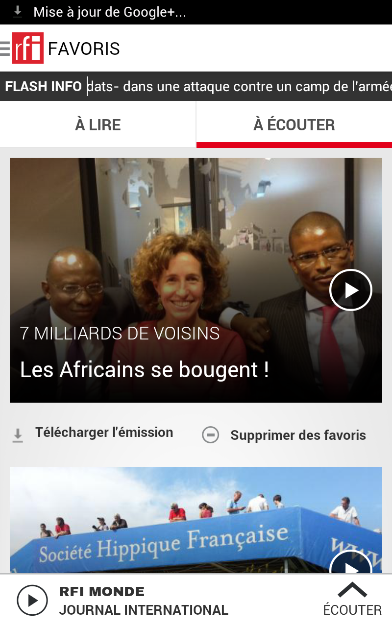 Android application Radio France Internationale screenshort