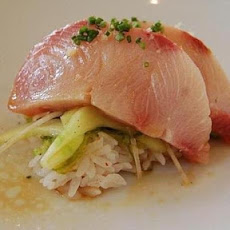 Wild Hamachi Sashimi with Coconut-Green Curry Vinaigrette and Ginger